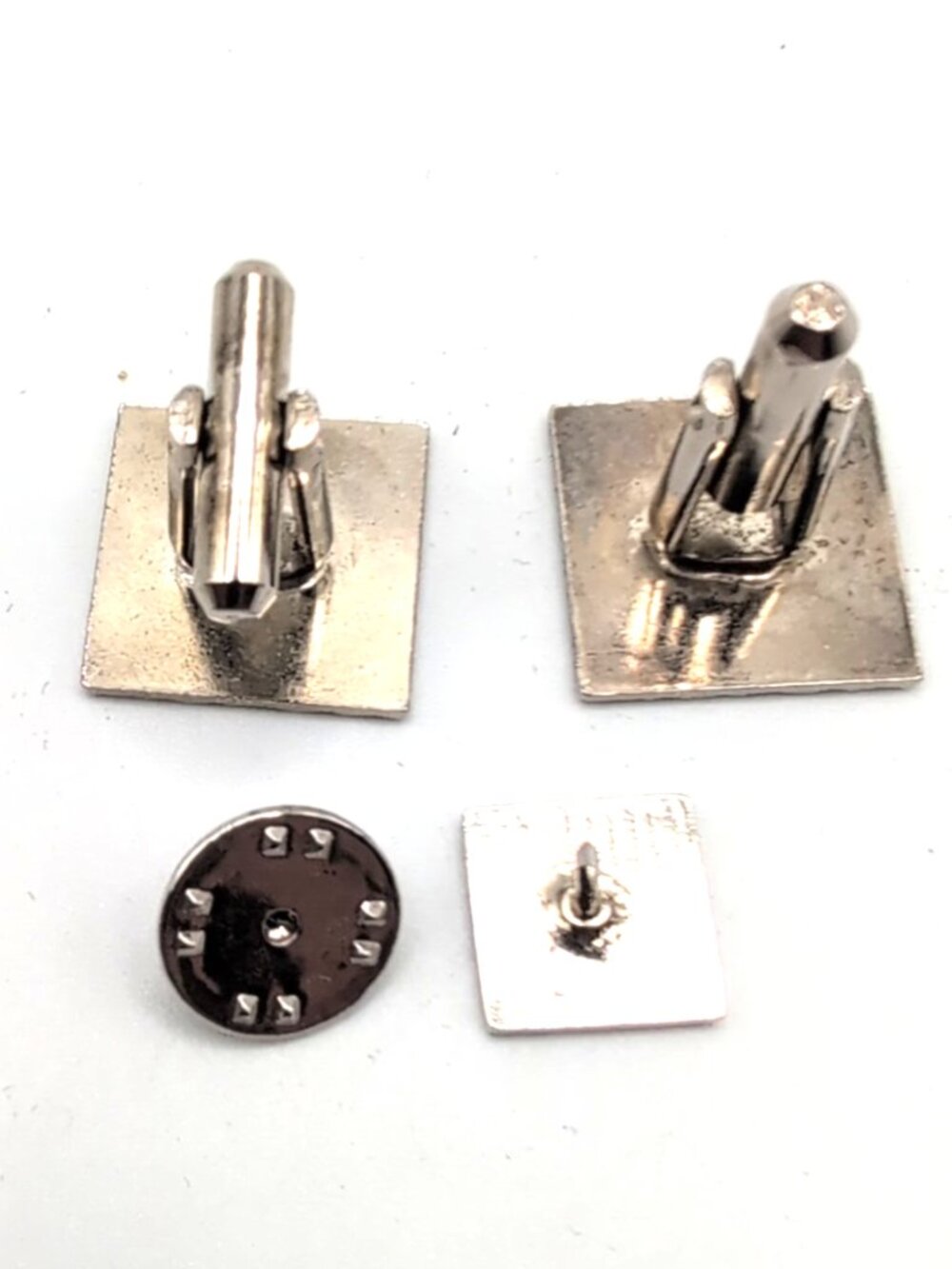 Vintage Silver Tone Textured Square Cufflinks + Matching Lapel Pin Unbranded - Picture 5 of 6